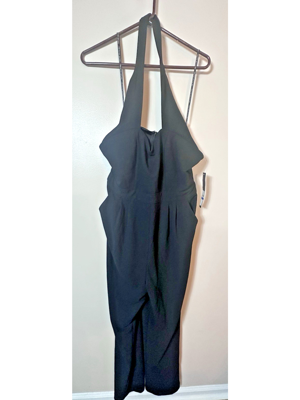 Rachel Roy Jumpsuit Womens Size XL Black Halter Long Pockets Date Night Out NWT‎